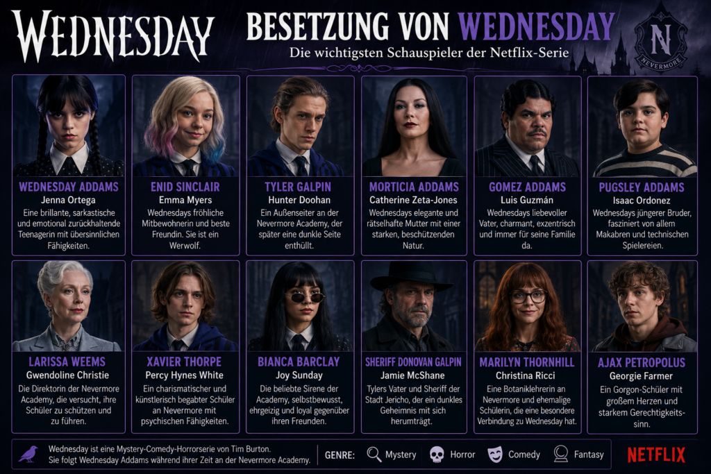 Besetzung von Wednesday: Der Cast in Staffel 2 besetzung von Wednesday